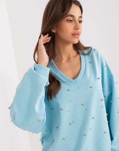 Jasnoniebieska damska bluza oversize bez kaptura